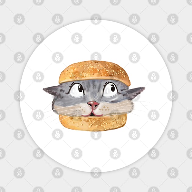 Cute cat burger Magnet by GULSENGUNEL